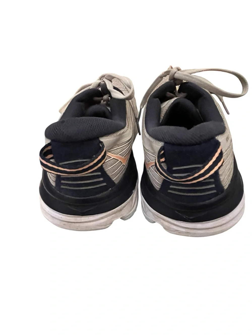 Hoka Men's Beige Athletic Running Shoes with Black Interior and Orange Accent